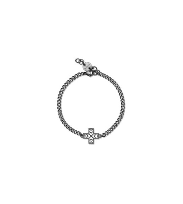 Bracciale Uomo Gioielli Sagapò Rebel in acciaio pvd gun Croce srb15