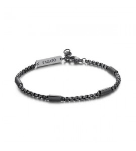 Bracciale Uomo Gioielli Sagapò Ripple in acciaio 316L brunito catena veneziana rotonda srp14