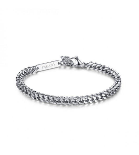 Bracciale Uomo Gioielli Sagapò Ripple in acciaio 316L catena spiga quadrata srp17