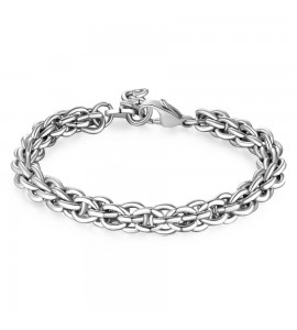 Bracciale Uomo Gioielli Sagapò Ripple in acciaio catena maglia intrecciata srp45