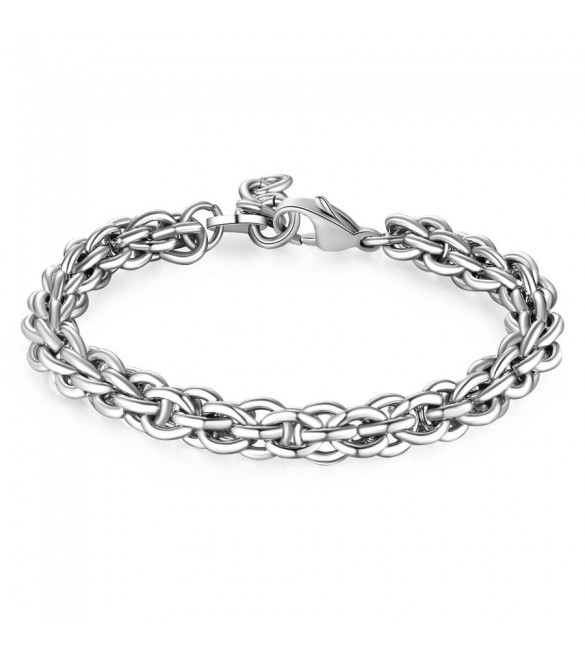 Bracciale Uomo Gioielli Sagapò Ripple in acciaio catena maglia intrecciata srp45