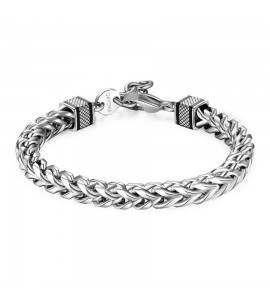 Bracciale Uomo Gioielli Sagapò Ripple in acciaio catena spiga intrecciata srp46