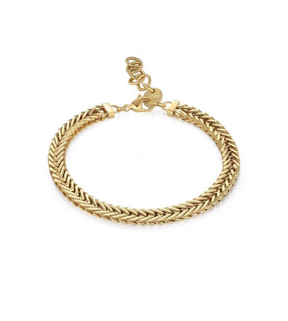 Bracciale Uomo Gioielli Sagapò Ripple in acciaio pvd oro catena grumetta intrecciata srp53