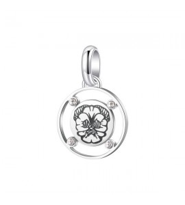 Charm Donna Gioielli Brosway Très Jolie in acciaio 316L con incisione a forma di viola del pensiero e cristalli btjm354