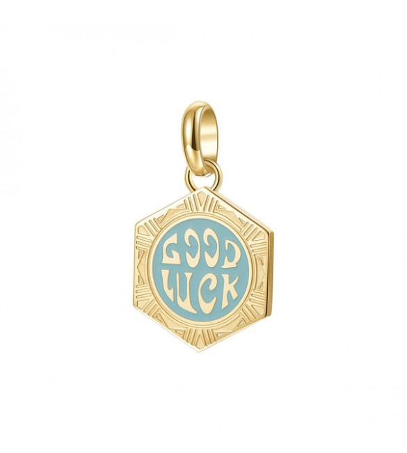 Charm Donna Gioielli Brosway Très Jolie in acciaio 316L e pvd oro con smalto verde acqua btjm357