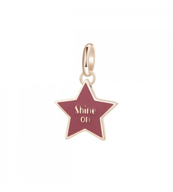 Charm Donna Gioielli Brosway Très Jolie in acciaio 316L e pvd oro rosa a forma di stella e smalto rosa btjm373