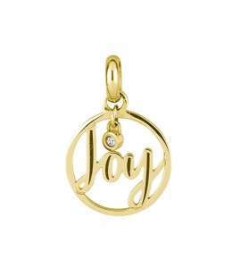 Charm donna gioielli Brosway Très Jolie in acciaio 316L pvd oro con cristallo bianco e scritta Joy btjm273