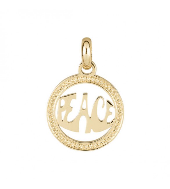 Charm donna gioielli Brosway Très Jolie in acciaio 316L pvd oro con scritta Peace btjm279