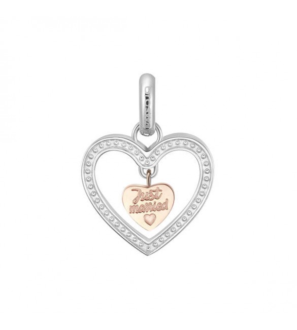 Charm donna gioielli Brosway Très Jolie in acciaio 316L pvd oro rosa con incisione Just Married btjm397