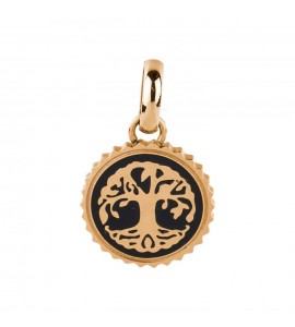 Charm donna gioielli Brosway Très Jolie in acciaio 316L pvd oro rosa e smalto nero incisione Vita btjm193