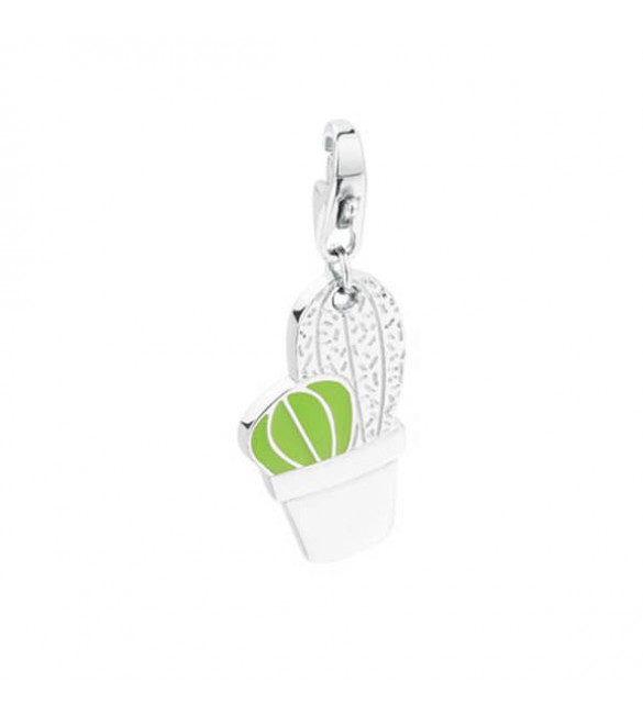 Charm donna gioielli Sagapò Happy in acciaio 316L Cactus smalto verde sha69