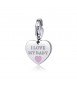 Charm donna gioielli Sagapò Happy in acciaio 316L Cuore con I Love My Baby e smalto rosa sha334