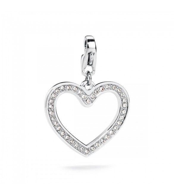 Charm donna gioielli Sagapò Happy in acciaio 316L Cuore e cristalli sha138