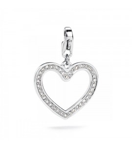 Charm donna gioielli Sagapò Happy in acciaio 316L Cuore e cristalli sha138