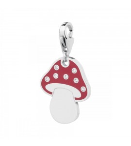 Charm donna gioielli Sagapò Happy in acciaio 316L Fungo e smalto rosso sha53
