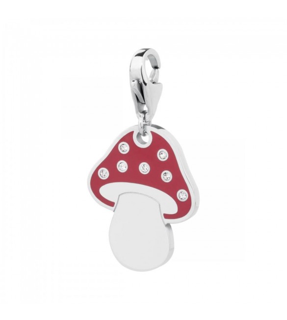 Charm donna gioielli Sagapò Happy in acciaio 316L Fungo e smalto rosso sha53