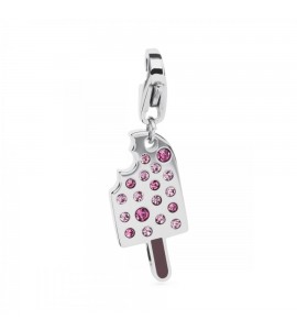 Charm donna gioielli Sagapò Happy in acciaio 316L Ghiacciolo smalto colorato cristalli colorati sha153