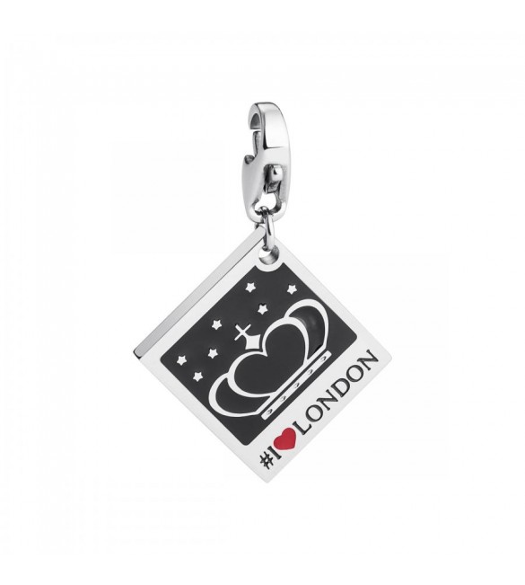 Charm donna gioielli Sagapò Happy in acciaio 316L I Love London smalto colorato sha166