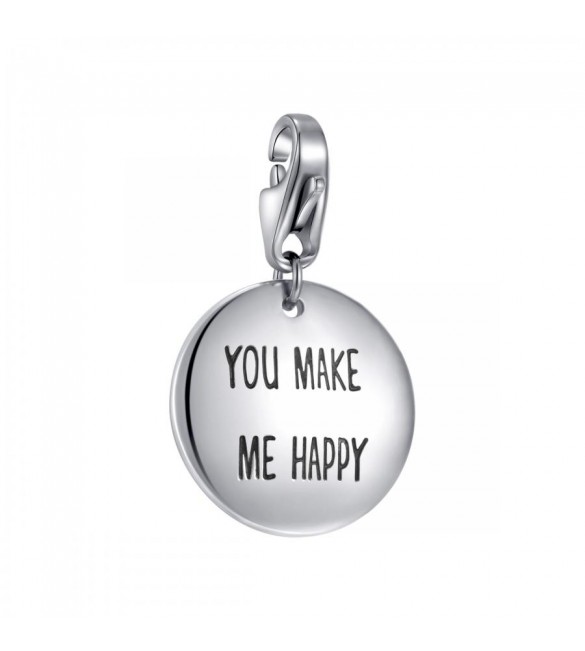 Charm donna gioielli Sagapò Happy in acciaio 316L Medaglia incisa You make me happy sha210