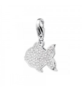 Charm donna gioielli Sagapò Happy in acciaio 316L Pesce cristalli sha31