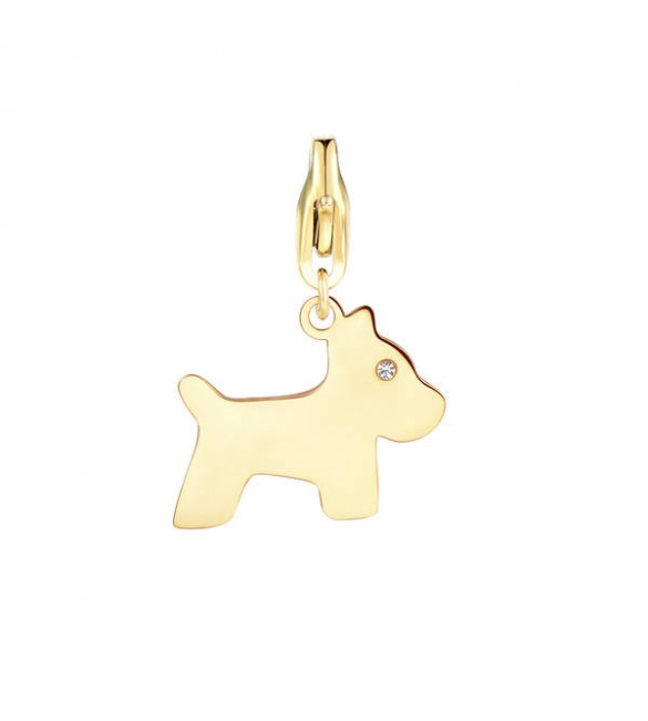 Charm donna gioielli Sagapò Happy in acciaio 316L pvd oro Cane sha317