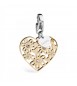 Charm donna gioielli Sagapò Happy in acciaio 316L pvd oro Cuore Fiori cristalli bianchi sha155
