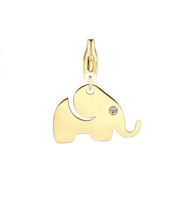 Charm donna gioielli Sagapò Happy in acciaio 316L pvd oro Elefante sha319