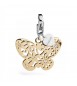 Charm donna gioielli Sagapò Happy in acciaio 316L pvd oro Farfallina Liberty Gialla cristalli bianchi sha159