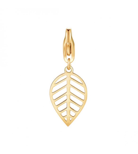 Charm donna gioielli Sagapò Happy in acciaio 316L pvd oro Foglia sha311