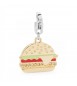 Charm donna gioielli Sagapò Happy in acciaio 316L pvd oro Hamburger smalti colorati cristalli sha95
