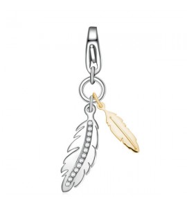 Charm donna gioielli Sagapò Happy in acciaio 316L pvd oro Piume sha276