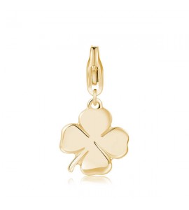 Charm donna gioielli Sagapò Happy in acciaio 316L pvd oro Quadrifoglio sha292
