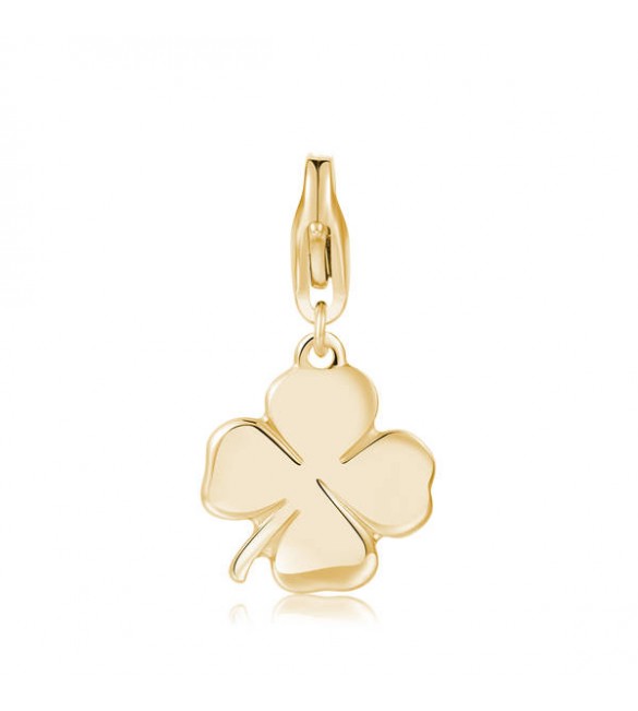 Charm donna gioielli Sagapò Happy in acciaio 316L pvd oro Quadrifoglio sha292