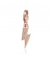 Charm donna gioielli Sagapò Happy in acciaio 316L pvd oro rosa a saetta con cristalli bianchi sha354