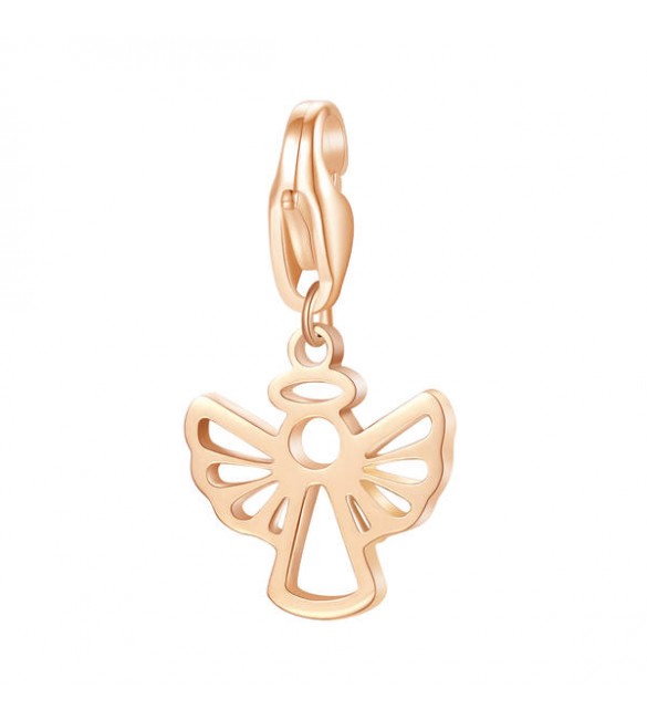 Charm donna gioielli Sagapò Happy in acciaio 316L pvd oro rosa Angelo sha357