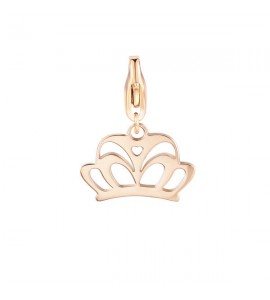 Charm donna gioielli Sagapò Happy in acciaio 316L pvd oro rosa Corona sha330