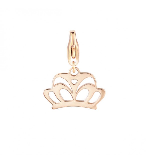 Charm donna gioielli Sagapò Happy in acciaio 316L pvd oro rosa Corona sha330