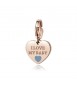 Charm donna gioielli Sagapò Happy in acciaio 316L pvd oro rosa Cuore con I Love My Baby e smalto azzurro sha333