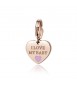 Charm donna gioielli Sagapò Happy in acciaio 316L pvd oro rosa Cuore con I Love My Baby e smalto rosa sha335