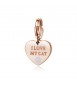 Charm donna gioielli Sagapò Happy in acciaio 316L pvd oro rosa Cuore con I Love My Cat e smalto bianco sha341