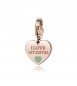 Charm donna gioielli Sagapò Happy in acciaio 316L pvd oro rosa Cuore con I Love My Sister e smalto turchese sha337