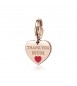 Charm donna gioielli Sagapò Happy in acciaio 316L pvd oro rosa Cuore con Thank You Mum e smalto rosso sha347