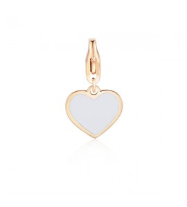 Charm donna gioielli Sagapò Happy in acciaio 316L pvd oro rosa e smalto bianco Cuore sha326