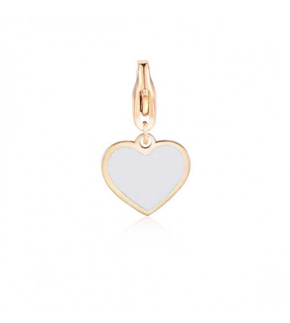 Charm donna gioielli Sagapò Happy in acciaio 316L pvd oro rosa e smalto bianco Cuore sha326