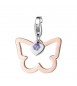 Charm donna gioielli Sagapò Happy in acciaio 316L pvd oro rosa Farfalla bianca e zircone sha272