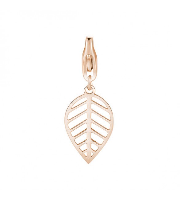 Charm donna gioielli Sagapò Happy in acciaio 316L pvd oro rosa Foglia sha312