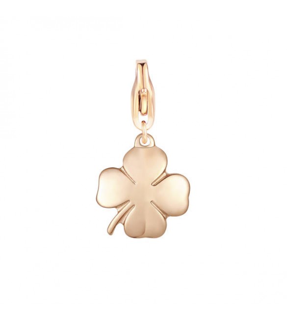 Charm donna gioielli Sagapò Happy in acciaio 316L pvd oro rosa Quadrifoglio sha328