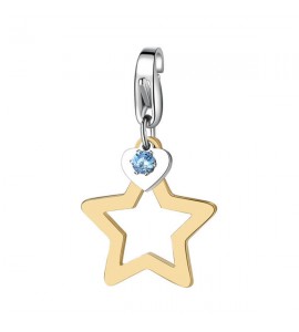 Charm donna gioielli Sagapò Happy in acciaio 316L pvd oro Stella Gialla zircone sha268