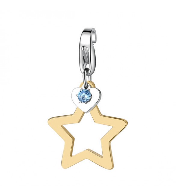 Charm donna gioielli Sagapò Happy in acciaio 316L pvd oro Stella Gialla zircone sha268