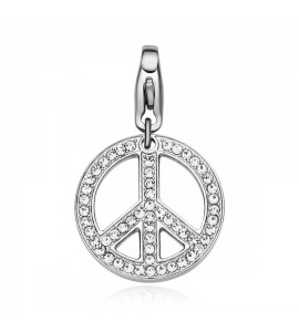 Charm donna gioielli Sagapò Happy in acciaio 316L Simbolo Pace e cristalli sha226
